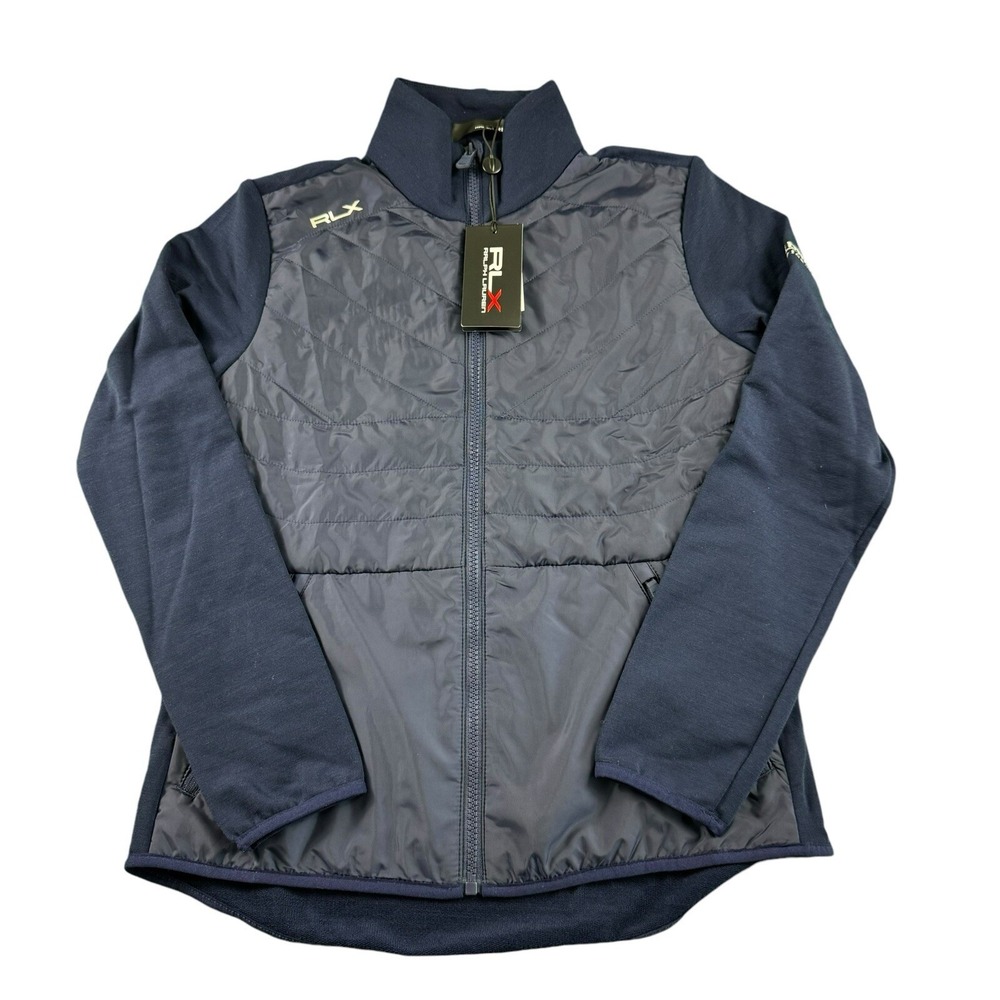 RLX Ralph Lauren Blue Wool Puffer Hybrid Womens Full Zip Golf Jacket XS NWT